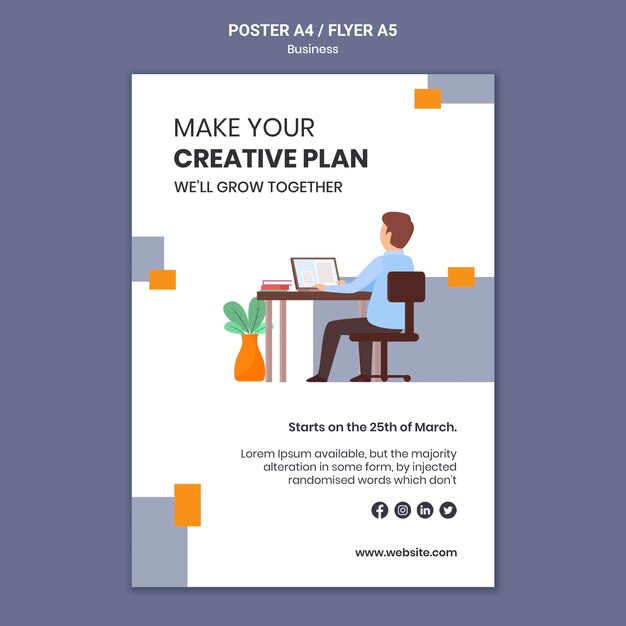 Verticale poster voor bedrijf met creatief businessplan