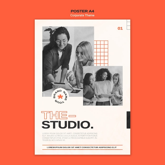 Gratis PSD verticale poster voor bedrijfsstudio