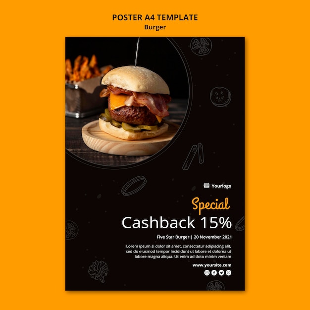 Gratis PSD verticale poster voor burgerbistro