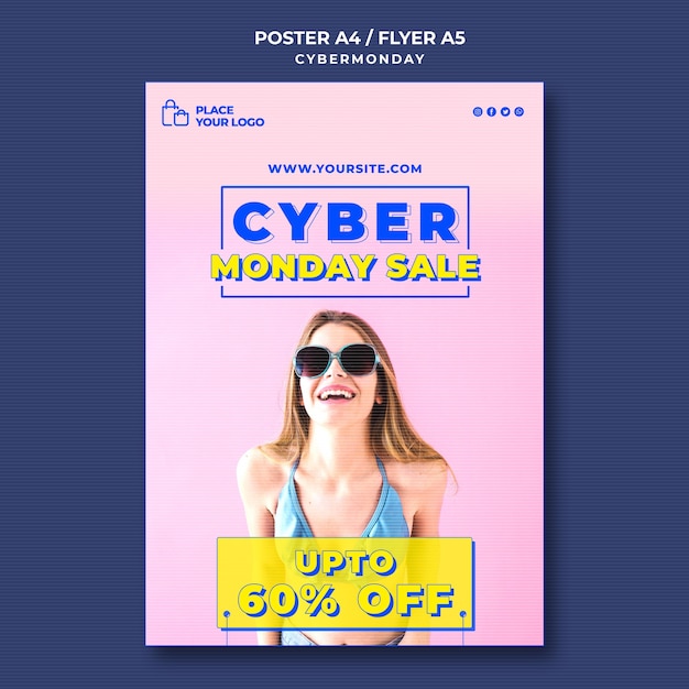 Gratis PSD verticale poster voor cyber maandag winkelen