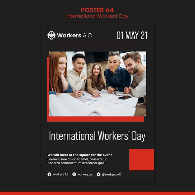 Verticale poster voor de viering van de dag van de internationale werknemer