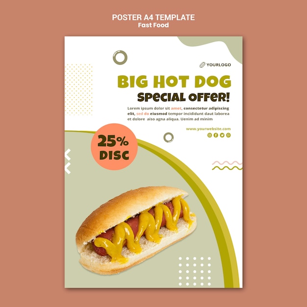 Gratis PSD verticale poster voor hotdogrestaurant