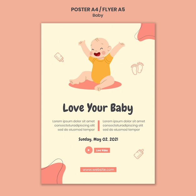 Gratis PSD verticale poster voor internationale babydag