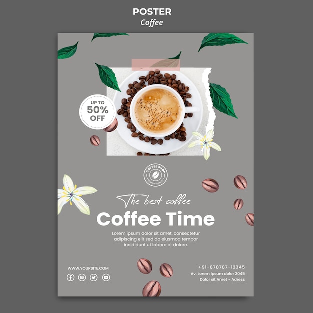 Gratis PSD verticale poster voor koffie