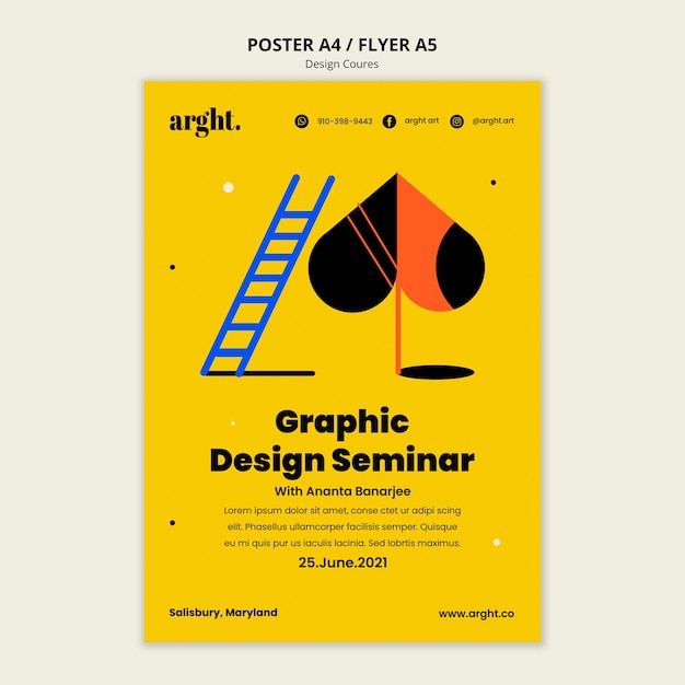 Gratis PSD verticale poster voor lessen grafisch ontwerp