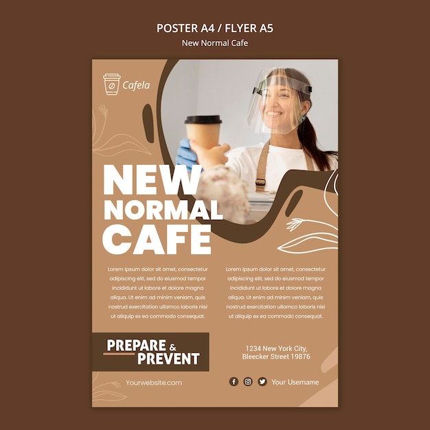 Verticale poster voor nieuw normaal café
