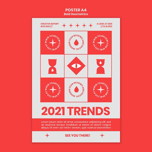 Gratis PSD verticale poster voor nieuwjaarsoverzicht en trends