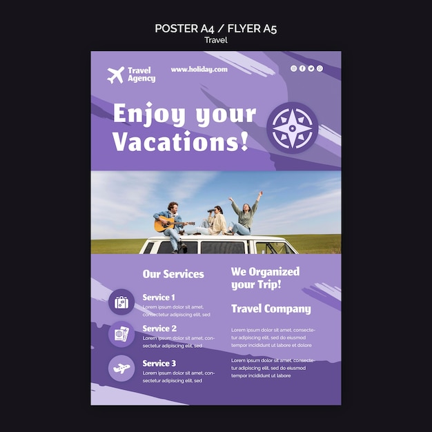 Gratis PSD verticale poster voor reisbureau