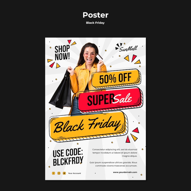 Gratis PSD verticale poster voor zwarte vrijdagverkoop