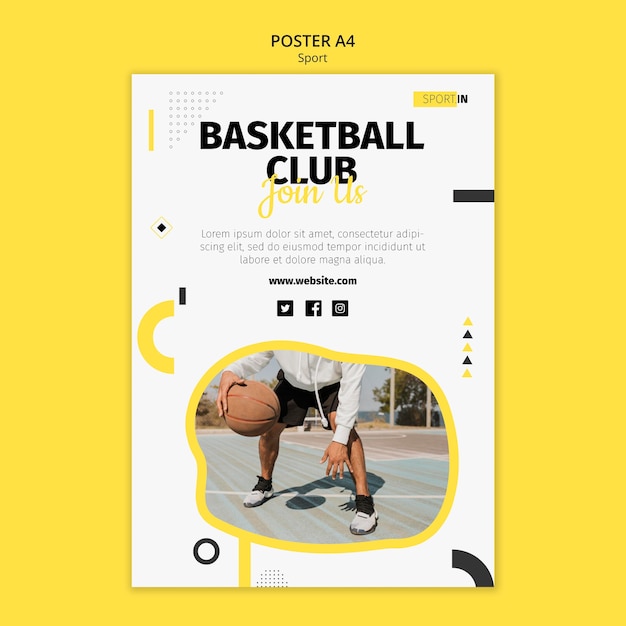 Verticale postersjabloon voor basketbalclub