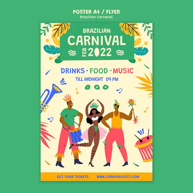 Verticale postersjabloon voor Braziliaans carnaval