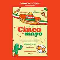 Gratis PSD verticale postersjabloon voor de viering van cinco de mayo