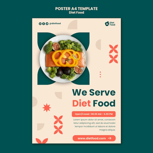 Verticale postersjabloon voor dieetvoeding