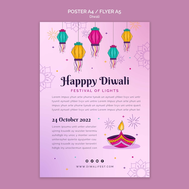 Verticale postersjabloon voor Diwali-viering