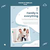 Gratis PSD verticale postersjabloon voor gezin met ouders en pasgeborenen