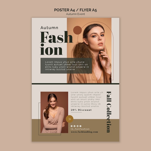Verticale postersjabloon voor herfstmode