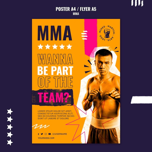 Verticale postersjabloon voor mma-boxgevechten