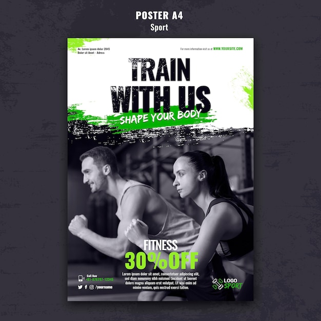 Verticale postersjabloon voor oefeningen en gymtraining