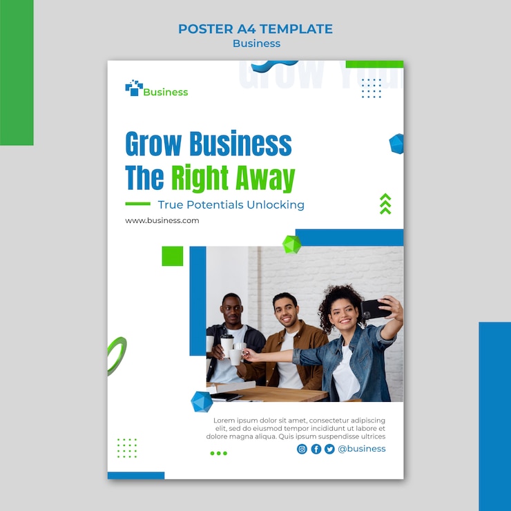 Gratis PSD verticale postersjabloon voor professionele bedrijfsgroei