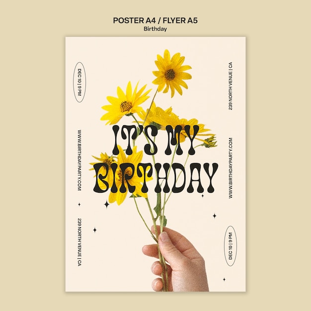 Gratis PSD verticale postersjabloon voor verjaardagsfeestje