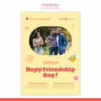 Gratis PSD verticale postersjabloon voor vriendschapsdag met emoticons