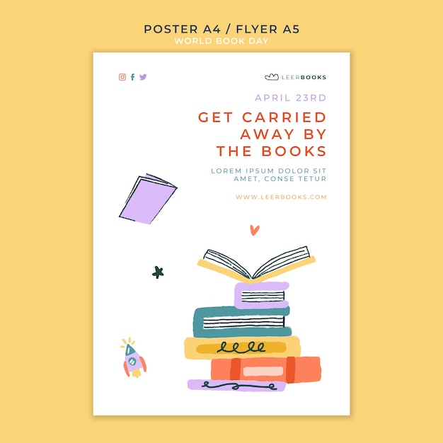 Verticale postersjabloon voor wereldboekendag
