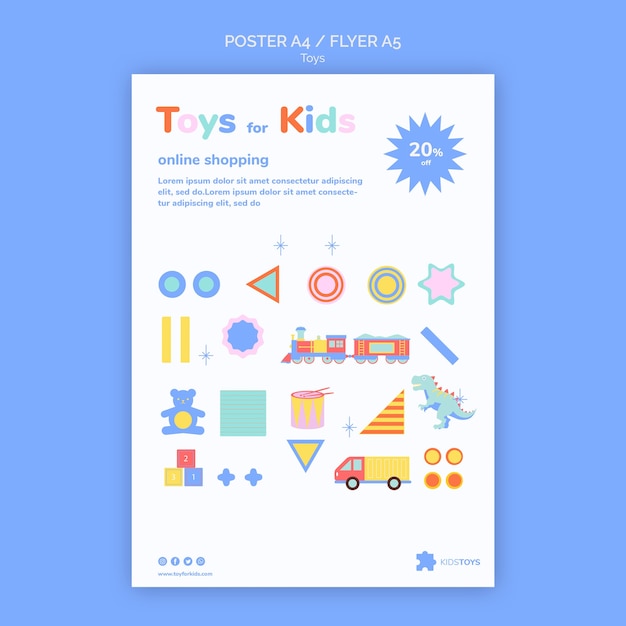 Gratis PSD verticale sjabloon folder voor kinderen speelgoed online winkelen