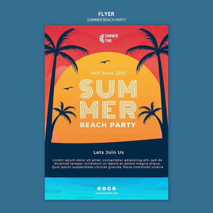 Gratis PSD verticale sjabloon folder voor zomer strandfeest
