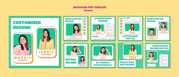 Gratis PSD verzameling instagram-berichten voor cv