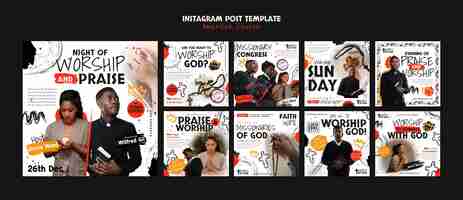 Gratis PSD verzameling instagram-berichten voor de amerikaanse kerk