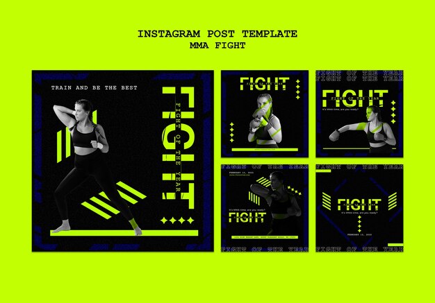 Verzameling Instagram-berichten voor mma-boxgevechten