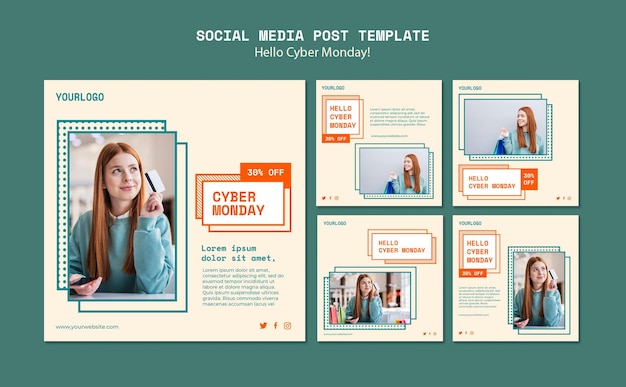 Gratis PSD verzameling instagram-berichten voor opruiming van cybermaandag