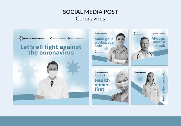 Verzameling instagram-berichten voor pandemie van het coronavirus