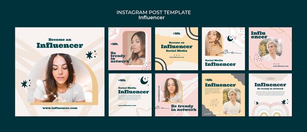 Verzameling social media influencer instagram posts