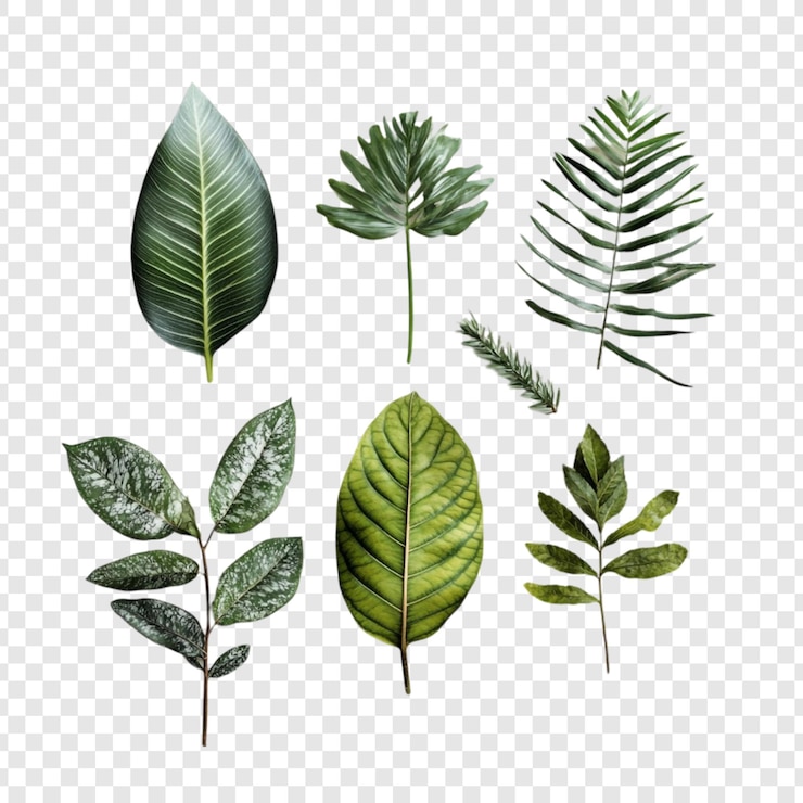 Gratis PSD verzameling tropische groene bladeren