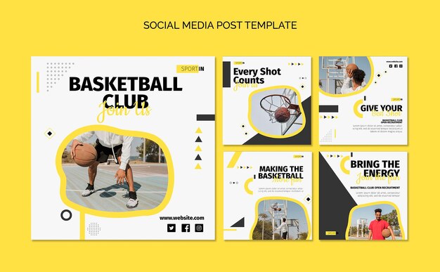 Verzameling van Instagram-berichten voor basketbalclub