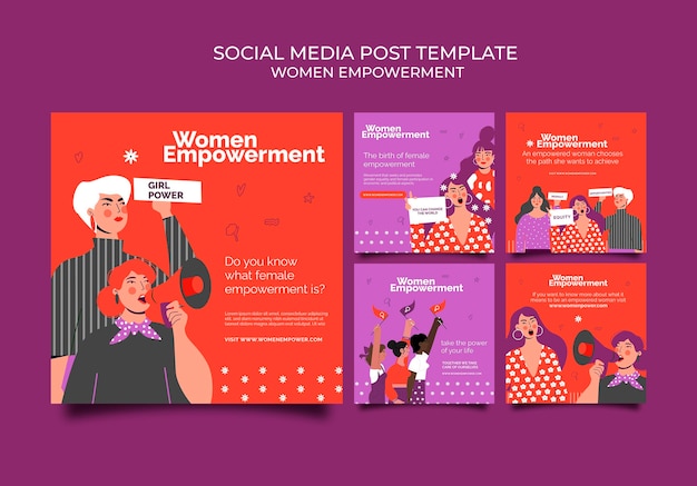Gratis PSD verzameling van instagram-berichten voor empowerment van vrouwen