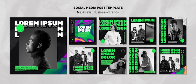 Verzameling van Instagram-berichten voor maximalistische zaken