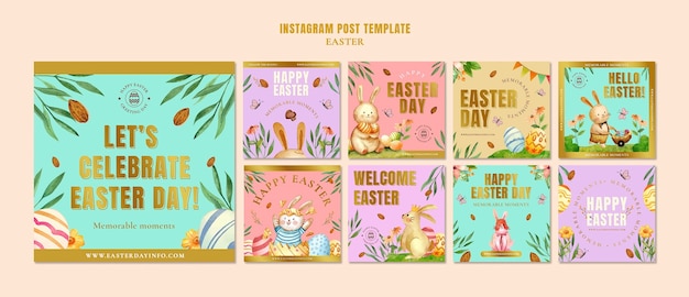 Gratis PSD verzameling van instagram-berichten voor paasviering