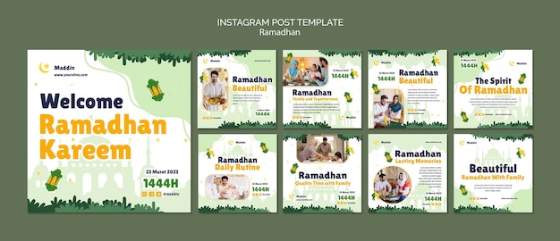Gratis PSD verzameling van instagram-berichten voor ramadan-viering