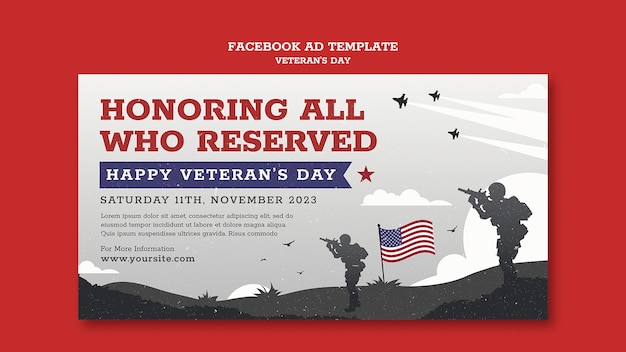 Gratis PSD veteranendag viering facebook-sjabloon