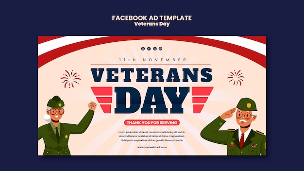 Gratis PSD veteranendag viering facebook-sjabloon