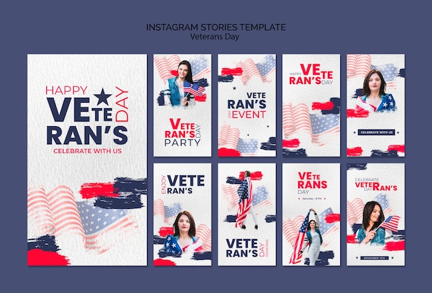 Gratis PSD veteranendag viering instagramverhalen