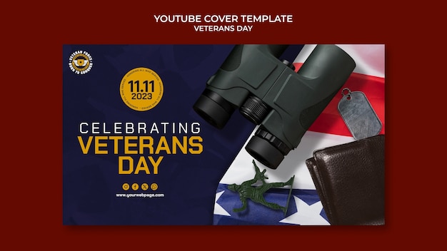 Gratis PSD veteranendag viering youtube voorbladsjabloon