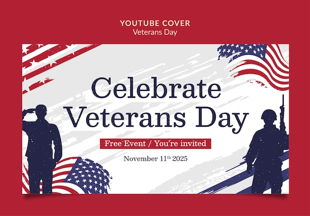 Gratis PSD veteranendag viering youtube voorbladsjabloon