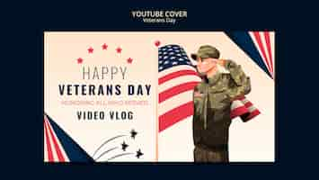 Gratis PSD veteranendag viering youtube voorbladsjabloon