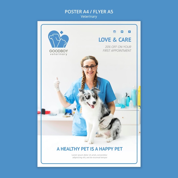 Gratis PSD veterinaire kliniek poster sjabloon