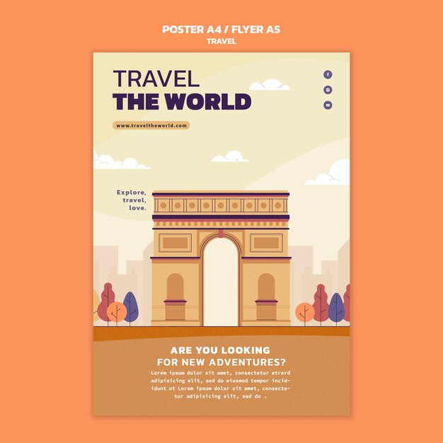Viaja por el mundo plantilla de cartel vertical