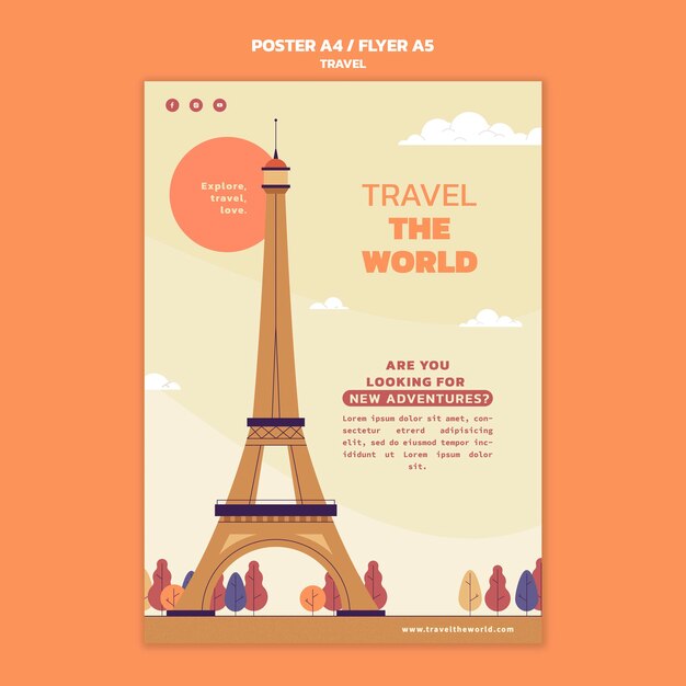 Viaja por el mundo plantilla de cartel vertical