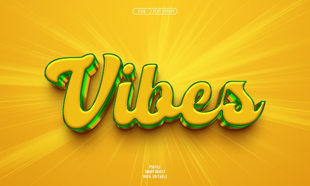 PSD gratuito vibes efecto de texto editable en 3d